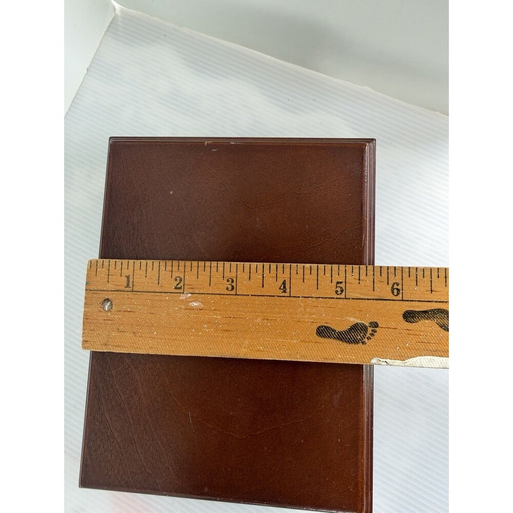 Vintage Wooden Jewelry Box 2 Tier Removable Tray Ring Storage Velvet Lined 7” - Picture 14 of 15